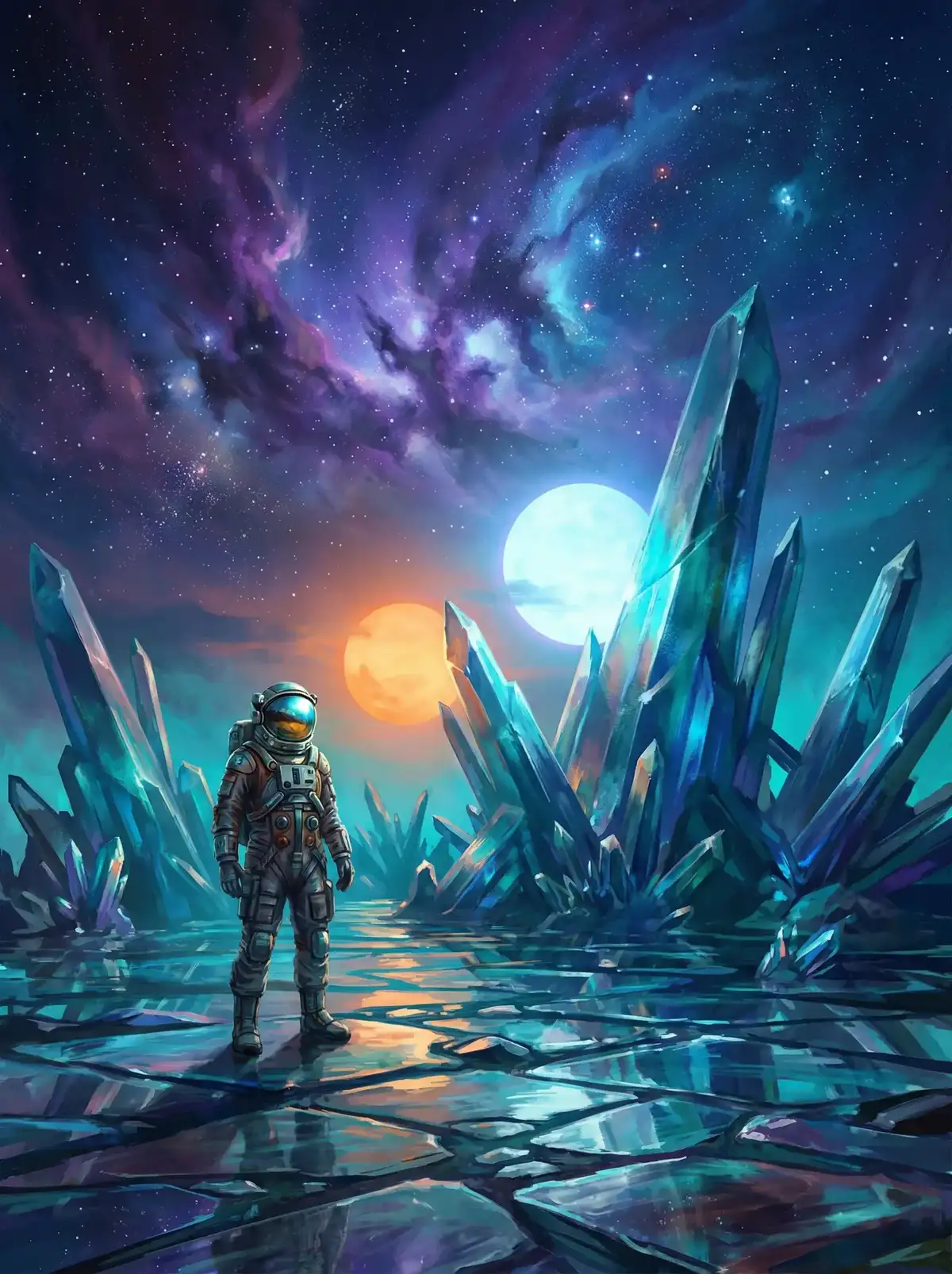 海角视频 - 异星探索者在结晶星球表面行走